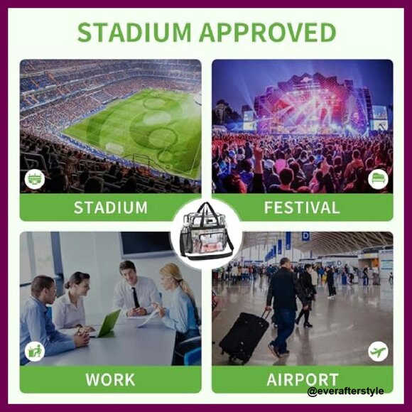 Clear Stadium Tote PVC Top-Handle Bag Concert Festival Approved Large Capacity - Picture 7 of 7